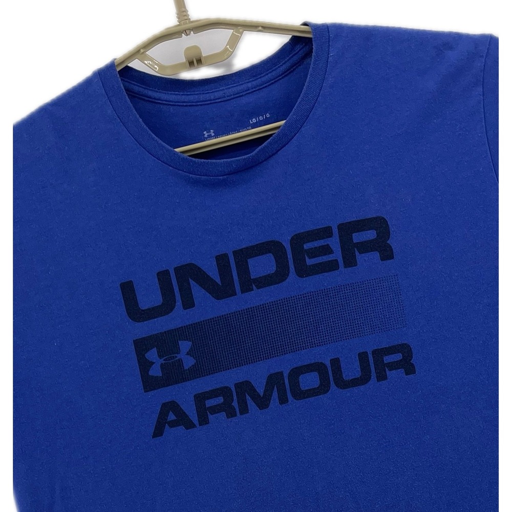 Under Armour Mens T-Shirt Dark Blue Large UA Short Sleeve Graphic Logo Tee